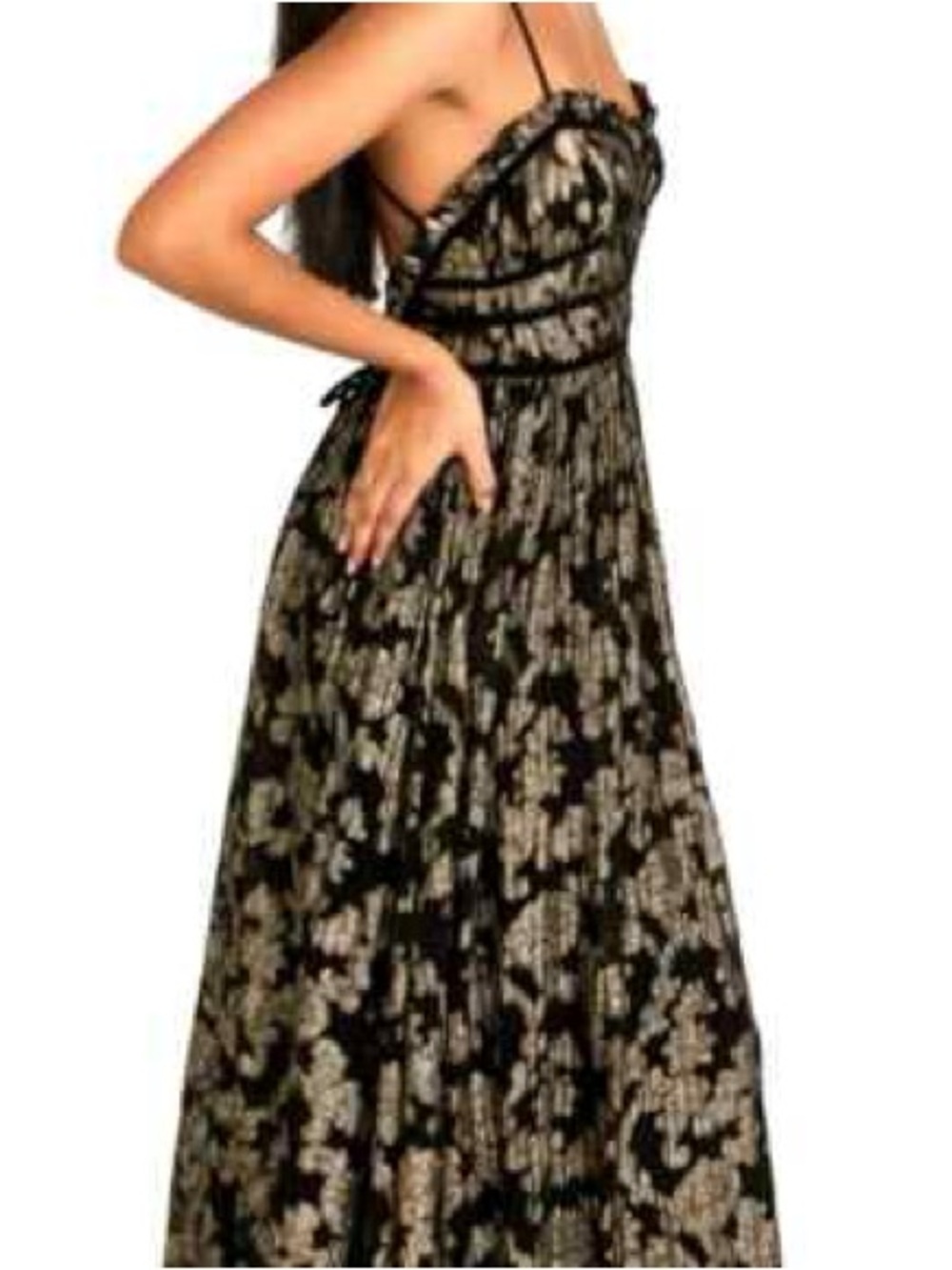 ✨free people black and gold backless Maxi Dress✨ - Picture 2 of 5